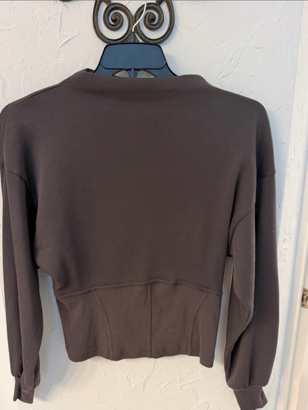 Anthropologie Dark Gray Cropped Long-Sleeve Sweatshirt